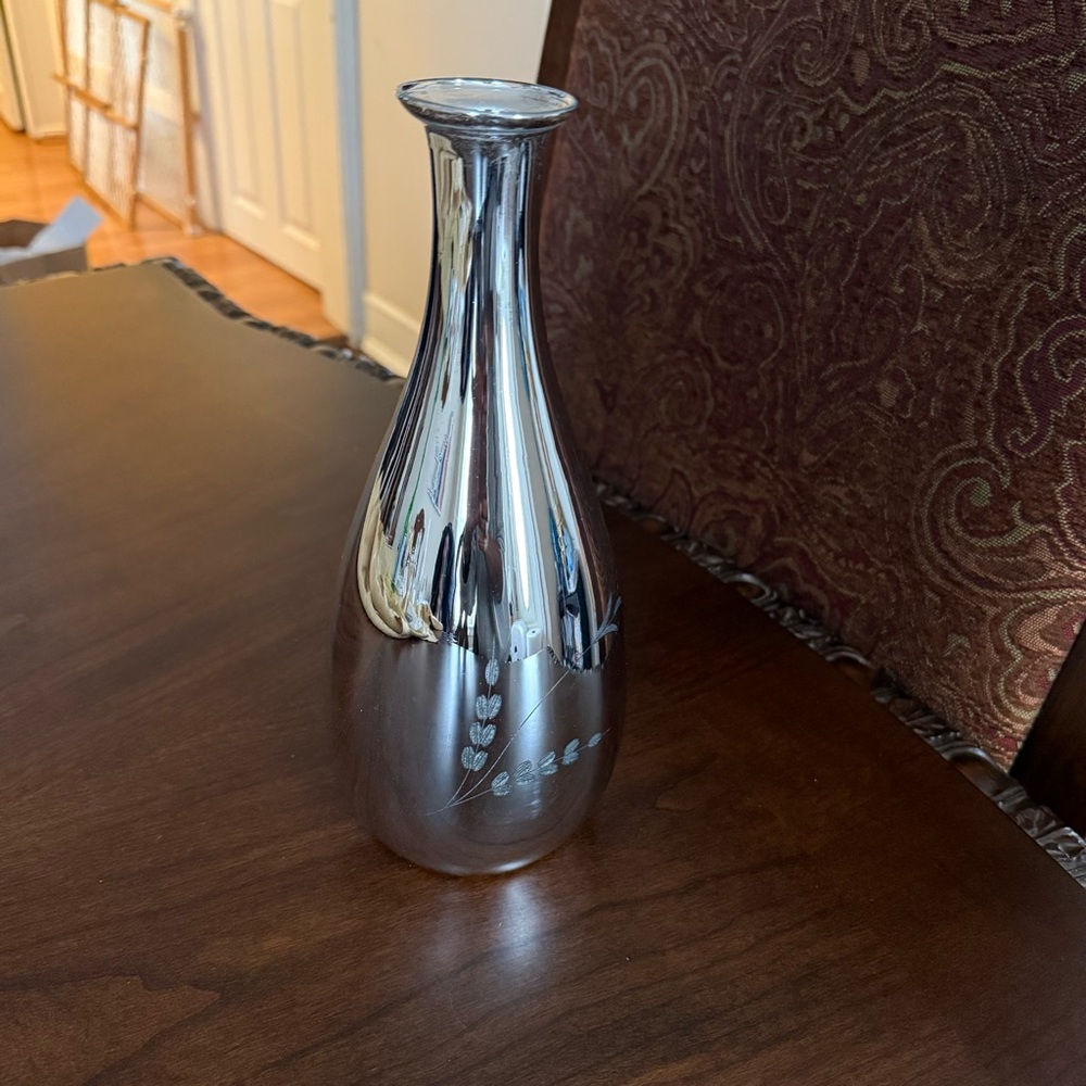 Vintage Candlelite Crystal Hand Blown Glass Etched Bud Vase by Mueller